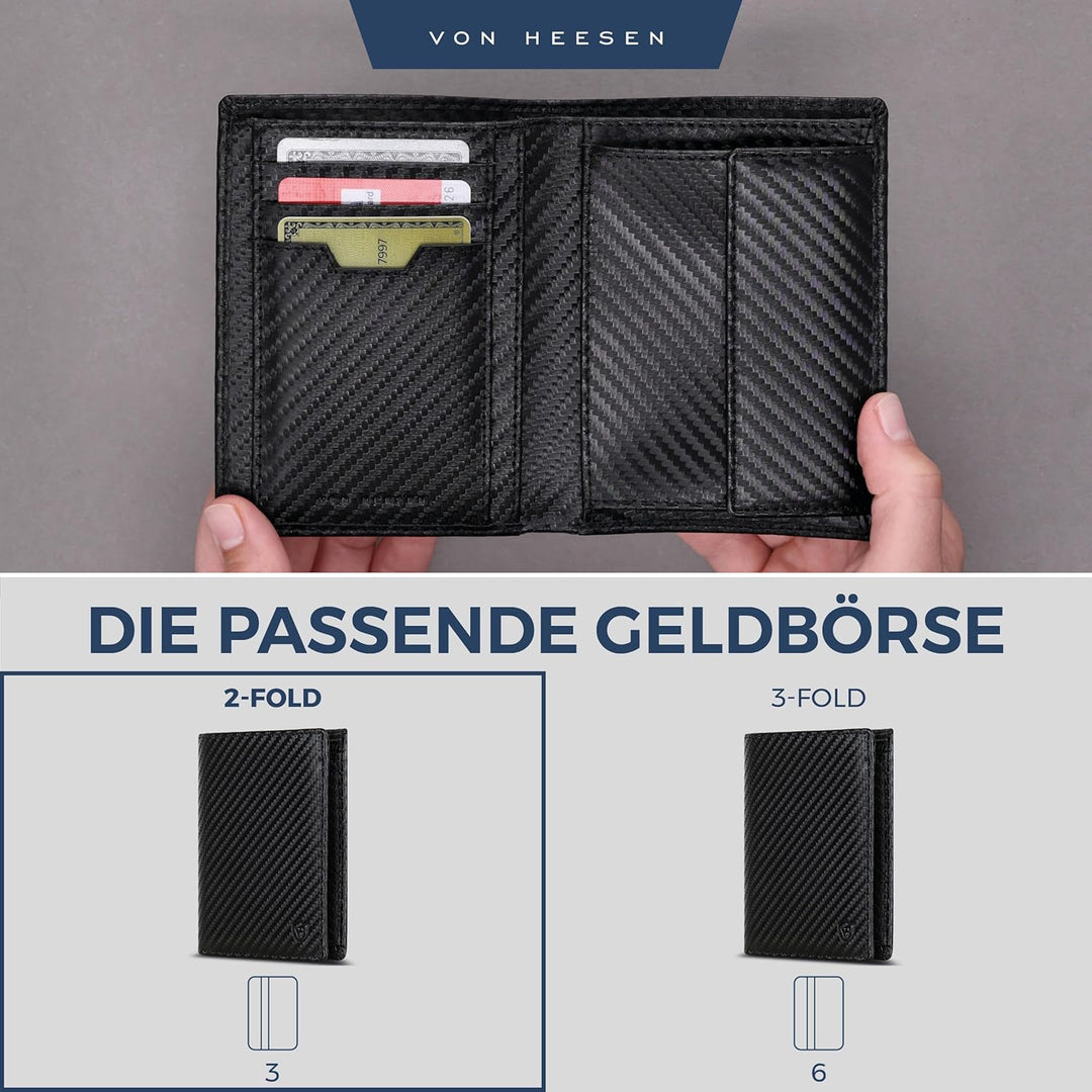 VON HEESEN Leder Geldbörse RFID Schutz I Echtleder Geldbeutel für Damen & Herren I Portemonnaie Brie