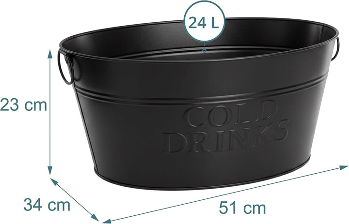 Relaxdays Sektkühler, 2er Set, Metall, 24 l, Flaschenkühler für Sekt, Champagner, Wein, Griffe, XXL