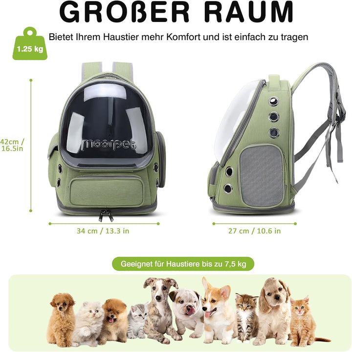 ALLSOPETS Katzenrucksack, Atmungsaktiver Bubble Rucksack für Katzen und Kleine Hunde bis zu 7,5kg, T