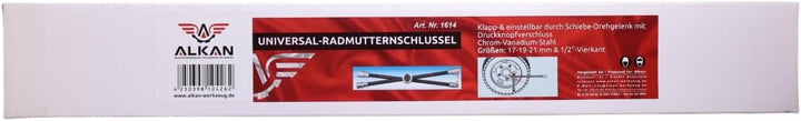 4 in 1 Spezial Radmuttern-Schlüssel Radkreuz (Kreuzschlüssel) Kompakt klappbar (faltbar) Nuss 17 19
