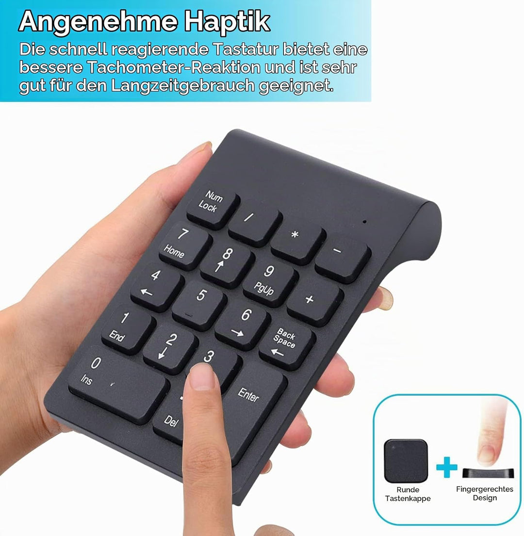 Kabelloser Ziffernblock und Maus, 5,3x3,3Zoll 2,4GHz 1200DPI 18 Tasten Universell kabellos USB Numme