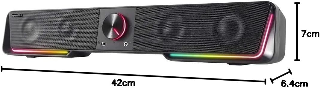 Speedlink Gravity RGB Stereo Soundbar – Lautsprecher mit Bluetooth-Verbindung für Smartphone/Tablet