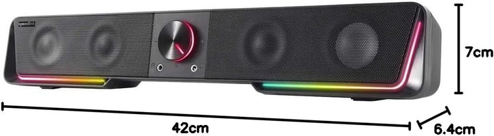 Speedlink Gravity RGB Stereo Soundbar – Lautsprecher mit Bluetooth-Verbindung für Smartphone/Tablet