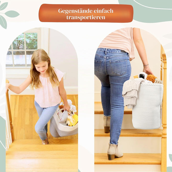 Treppenkorb für Teppich- und Holztreppen – Geschenk zum ersten Muttertag, Baumwollseil-Treppe mit Gr
