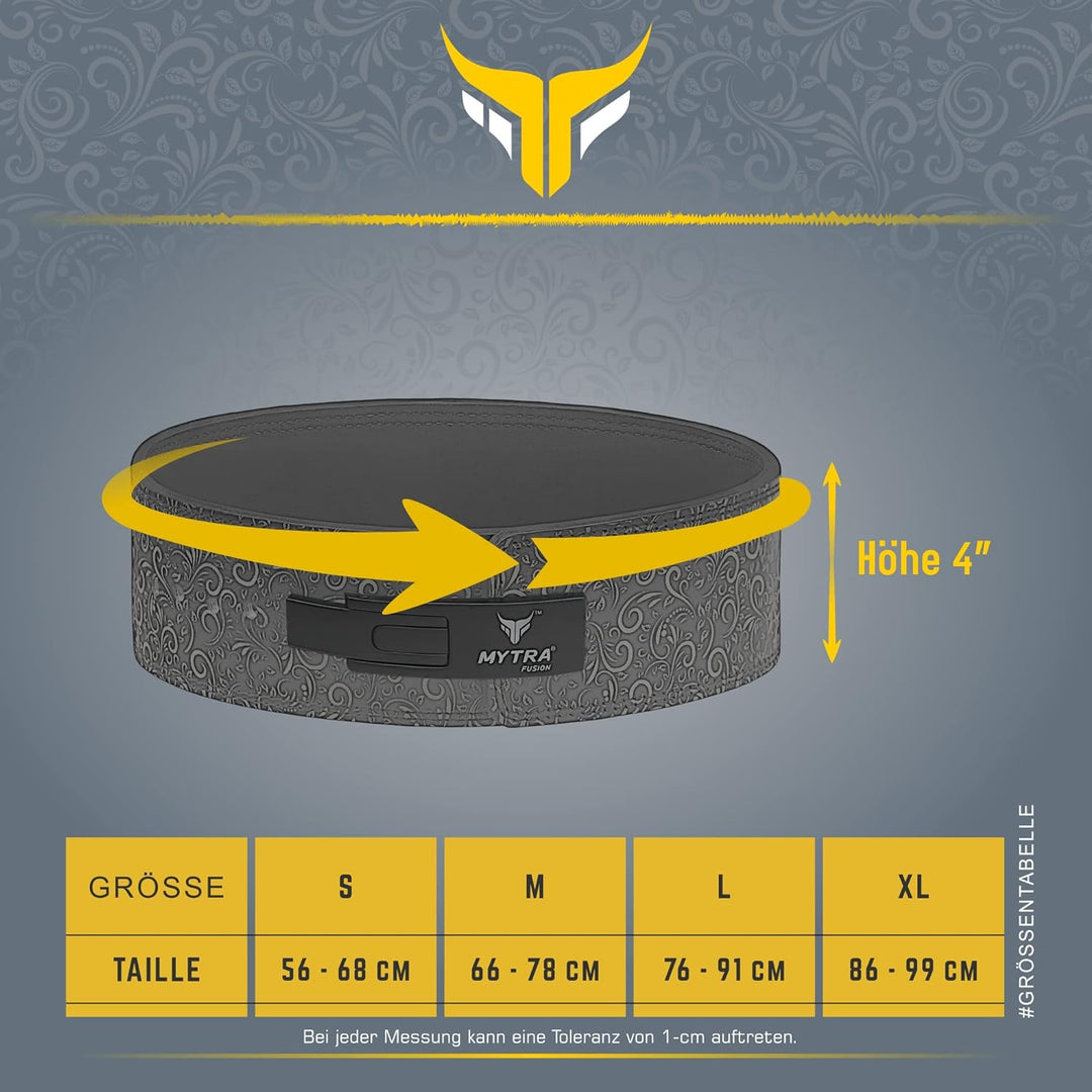 Mytra Fusion gewichthebergürtel weisse Schnalle Lifting Belt for Fitnessstudio, Fitness, Training, g