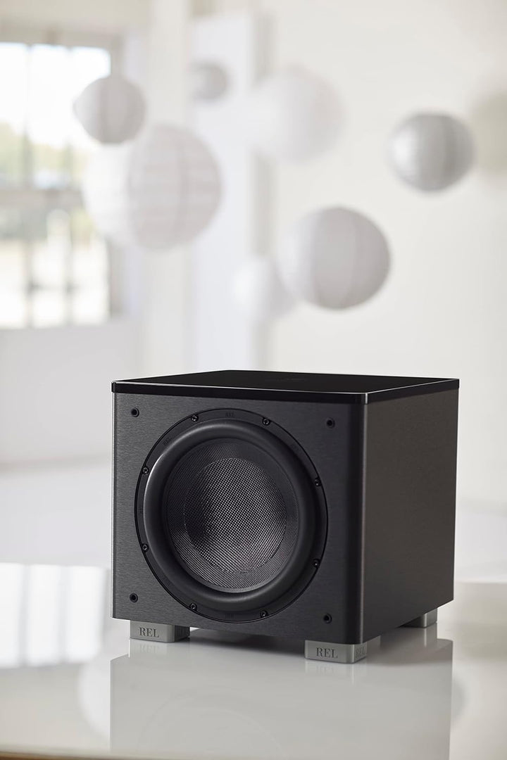 REL Acoustics HT/1205 MKII Subwoofer, kompatibel mit HT-Air Wireless, Composite Schwarz Granulat Lin
