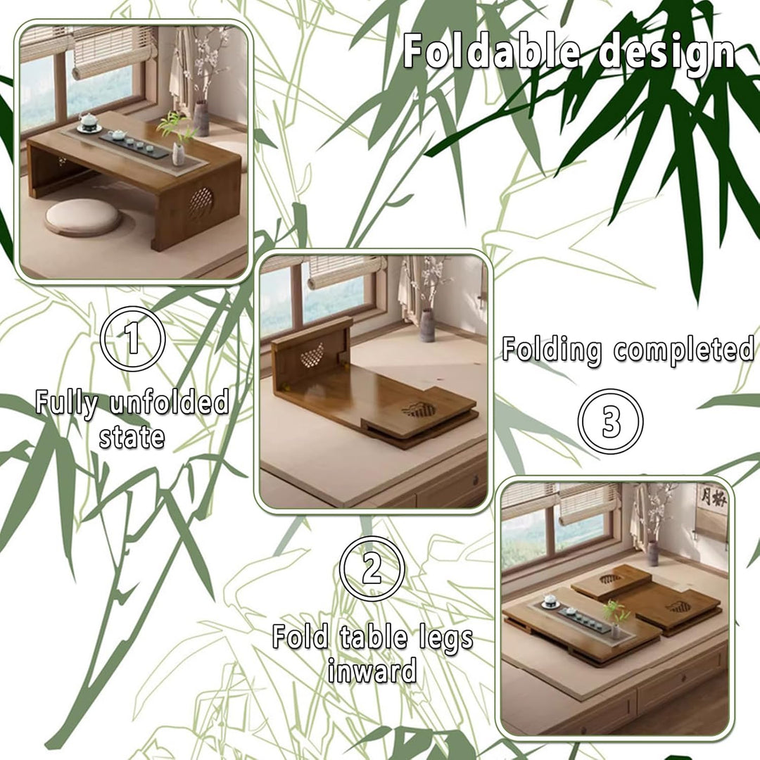 Chinesischer Tee-Bodentisch aus Bambus,japanischer Faltbarer Couchtisch,Altartisch Meditation,niedri