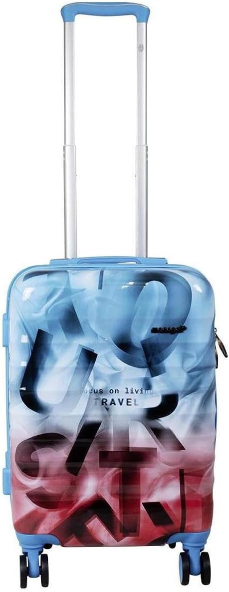 Hartschalen Koffer Trolley Revona Blau Pink mit tollem Print Motiv, Handgepäck, Grösse M