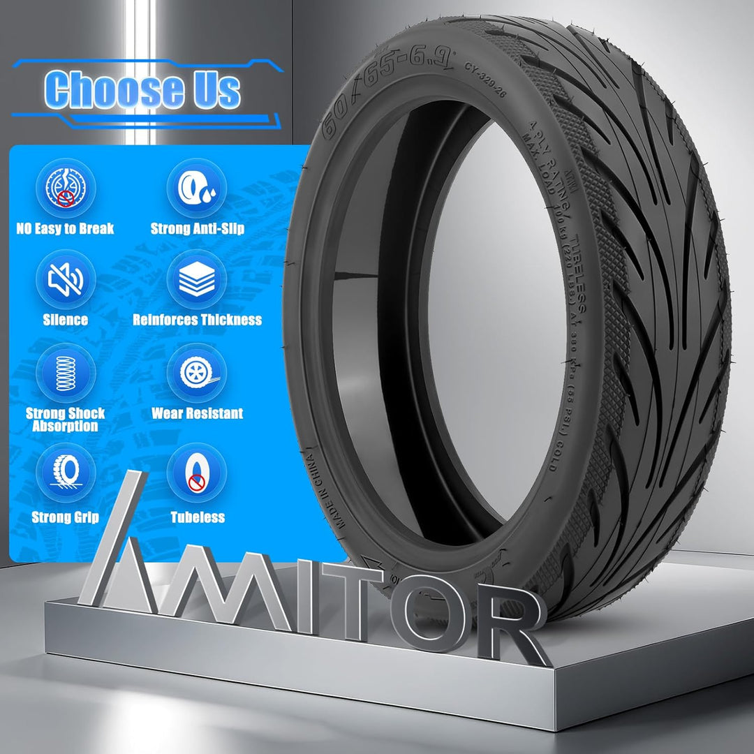 60/65-6,9 Tubeless Reifen für Ninebot Max G2, Selbstreparierende Vakuumreifen mit Ventil, E Scooter