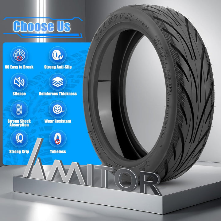 60/65-6,9 Tubeless Reifen für Ninebot Max G2, Selbstreparierende Vakuumreifen mit Ventil, E Scooter