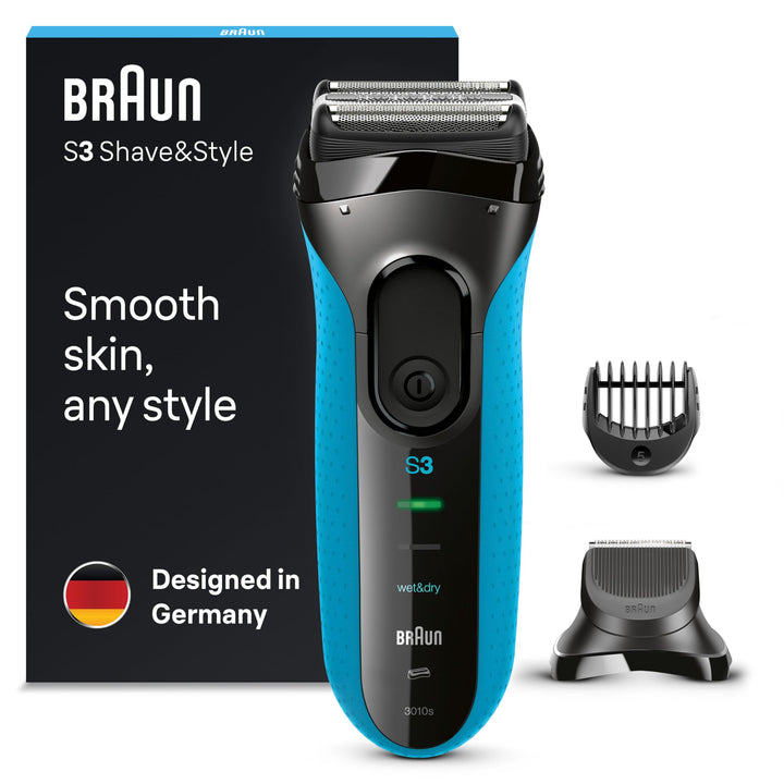 Braun Series 3 Rasierer Herren, 3-in-1-Elektrorasierer, Barttrimmer mit 5 Kammaufsätzen, Wet&Dry, Ge