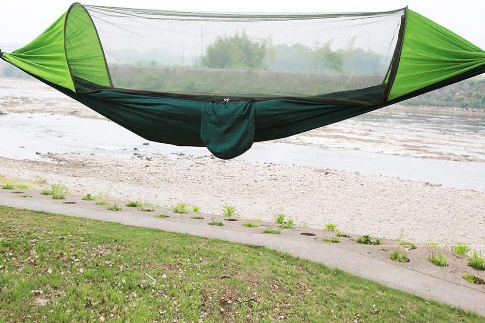 Doppel-Camping-Hängematte mit Moskito-Zelt, 290 x 140 cm, tragbar, leicht, Nylon, Fallschirmspringer