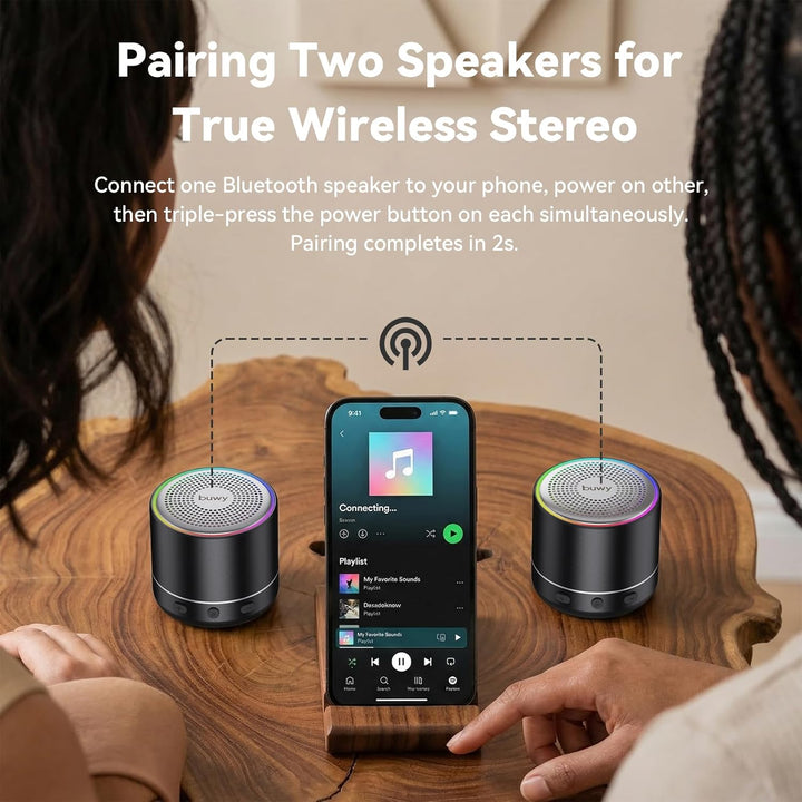 Mini Bluetooth Lautsprecher (83g), Musikbox Bluetooth 5.4 mit RGB Lichter, HD-Sound & starke Bass, T