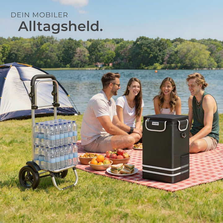 tectake® Einkaufstrolley 3-in-1 klappbar mit Kühltasche, 30 kg belastbar, 45,5 L, Einkaufsroller, Sh