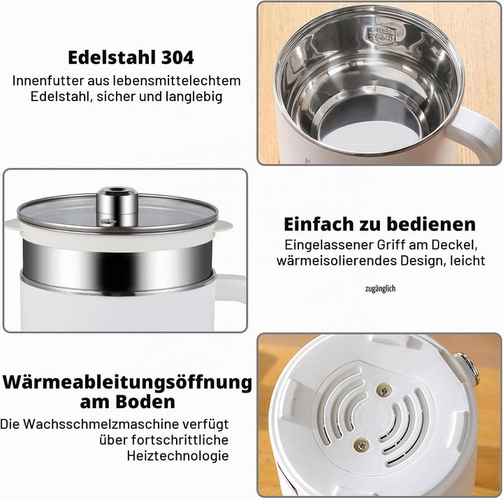 SUNOYA Wachsschmelzer 1,7L, Elektrischer Wachsschmelztopf mit Doppelwand-Design, Schmelztopf mit 2 H