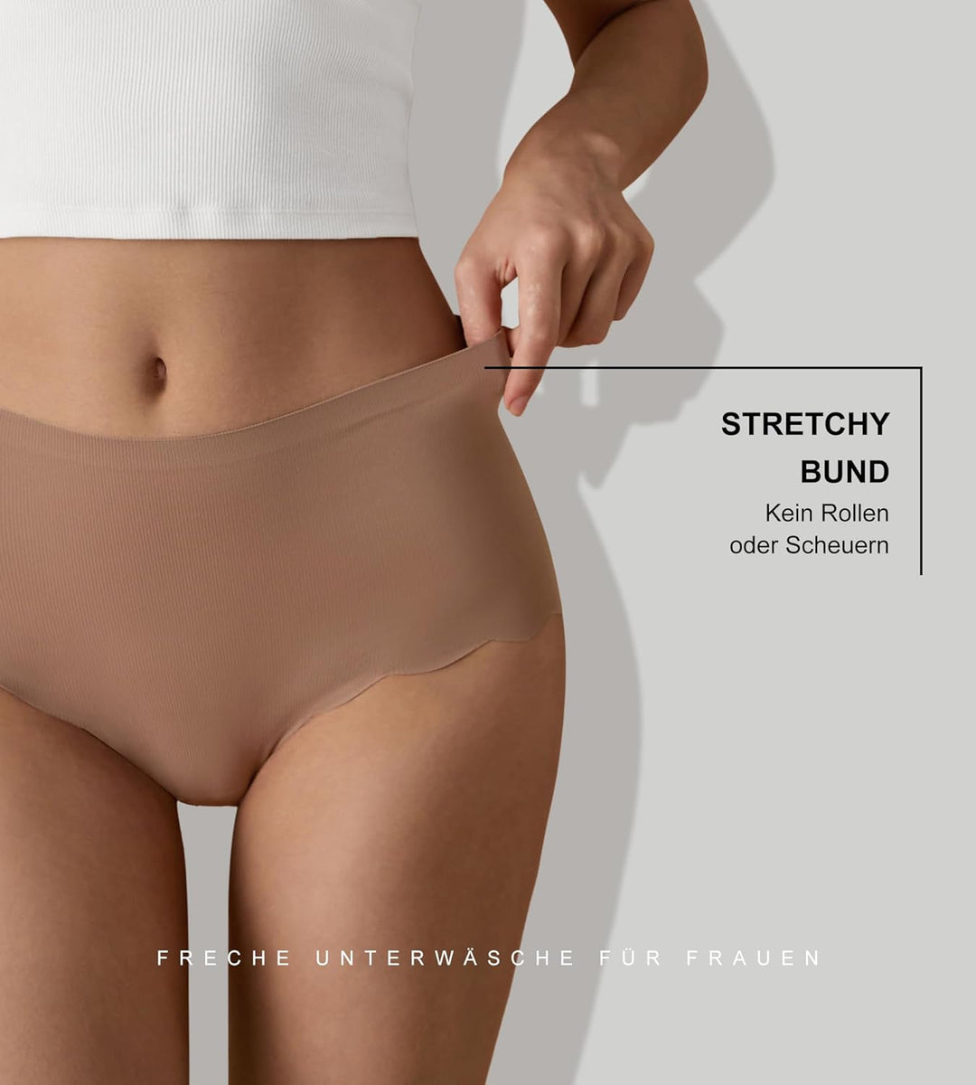 SHARICCA Nahtlos Slips Unterwäsche Damen Hohe Taille Bequeme Seamless Hipster Slips No Show Unterhos