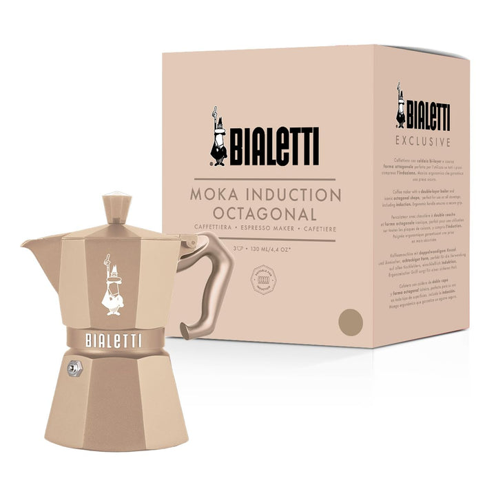 Bialetti Moka Exclusive Octagonal Induction – Espressokocher aus Aluminium und Stahl, Farben Silver