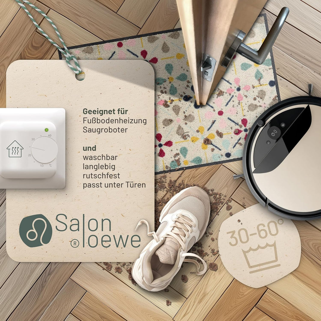 Salonloewe Riki Fussmatte waschbar 050 x 075 cm Fussabtreter Tür-Matte Muster Design Schmutzfangmatt