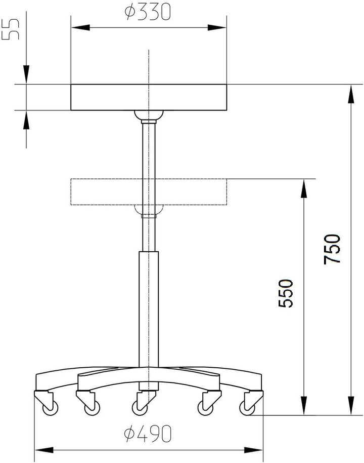 VAKON SALON - Rundocker auf hochwertigen Rollen - höhenverstellbarer Drehhocker 55-75 cm, Rollhocker