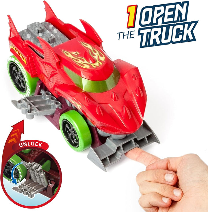 T- Racers Mix 'N Race Squad Launcher Drache, der Sich in einen Launcher verwandelt. Enthält 2 Exklus