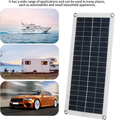 Aumotop Flexible Solarpanel Kit 300W 12V 24V Schaltbar, Komplettanlage Photovoltaik Panel mit Kabel