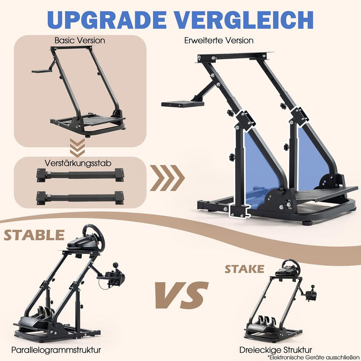 Minneer Racing Wheel Stand Lenkradständer Ultra-stabil 4 Stützarme passend für Logitech G25 G27 G29