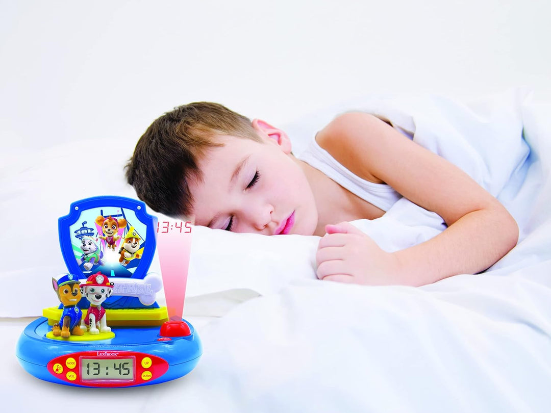 Lexibook, Paw Patrol, Projektorwecker für Kinder, Nachtlicht und Zeitprojektion an die Decke, Sounde