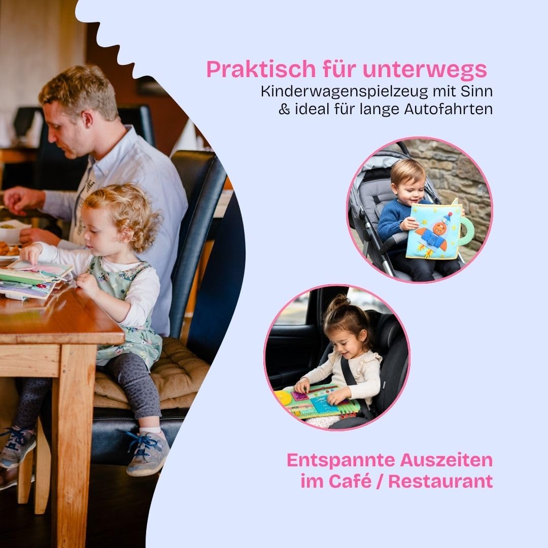 Jolly Designs – Weltraumabenteuer - 2 Seiten – Montessori Spielzeug ab 2 Jahren – Motorik & Sensorik