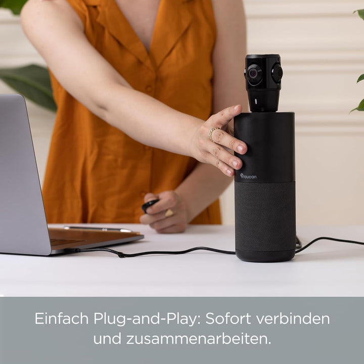 TOUCAN Video Conference System 360 – Professionelle Plug-und-Play-USB-Webcam mit 360°-Kamera, omnidi
