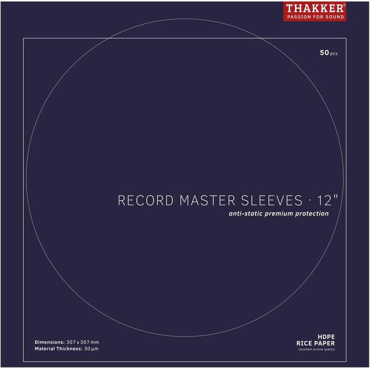 THAKKER Record Master Sleeves - 12' - 50 antistatische Innenhüllen | Premium-Schutz für 12' Schallpl