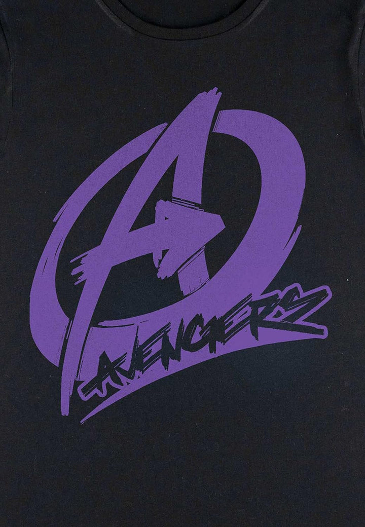 Marvel Damen Avengers Classic Avenger Graffiti Women's Rolled Sleeve T-shirt S Schwarz, S Schwarz