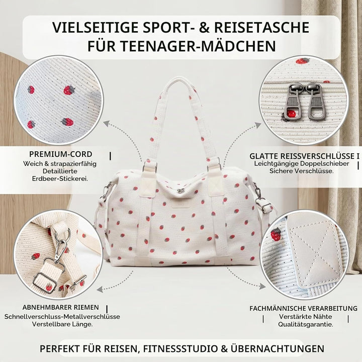 Sporttasche Mädchen Reisetasche Damen Schwimmtasche Cord Sporttasche Kinder Fitness Tasche Weekender