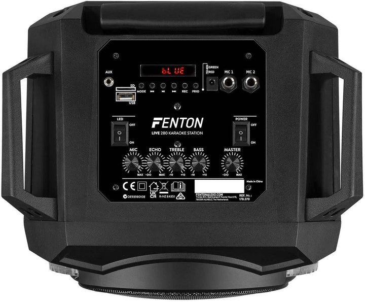 Fenton LIVE280 - Karaoke Anlage - LED Partybox Bluetooth, Musikbox Gross, Akku Integriert, 900 Watt