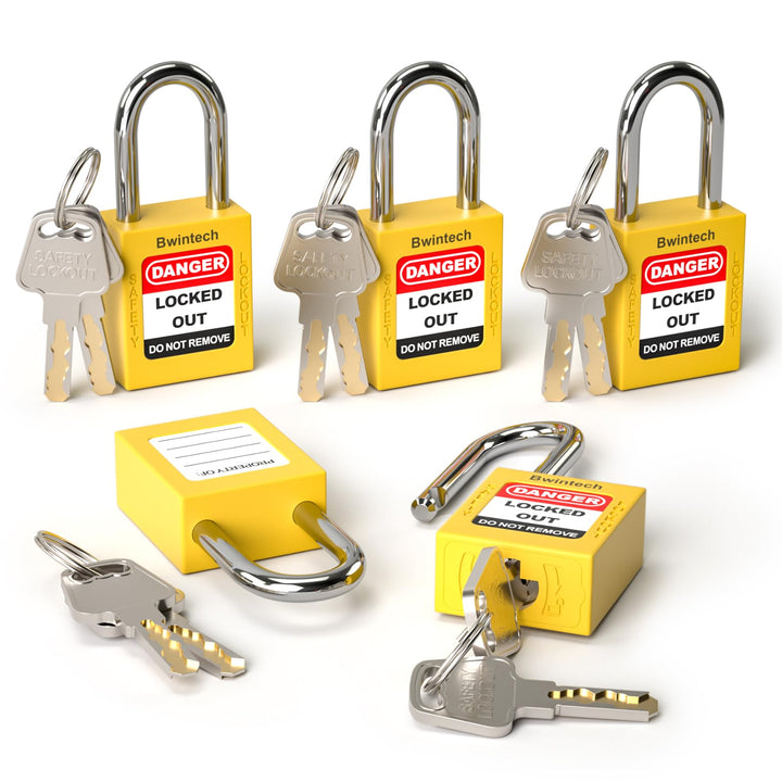 Bwintech 5 Stück 38MM verschlüsselt verschiedene gelb Sicherheitsvorhängeschloss Lockout Tagout Schl