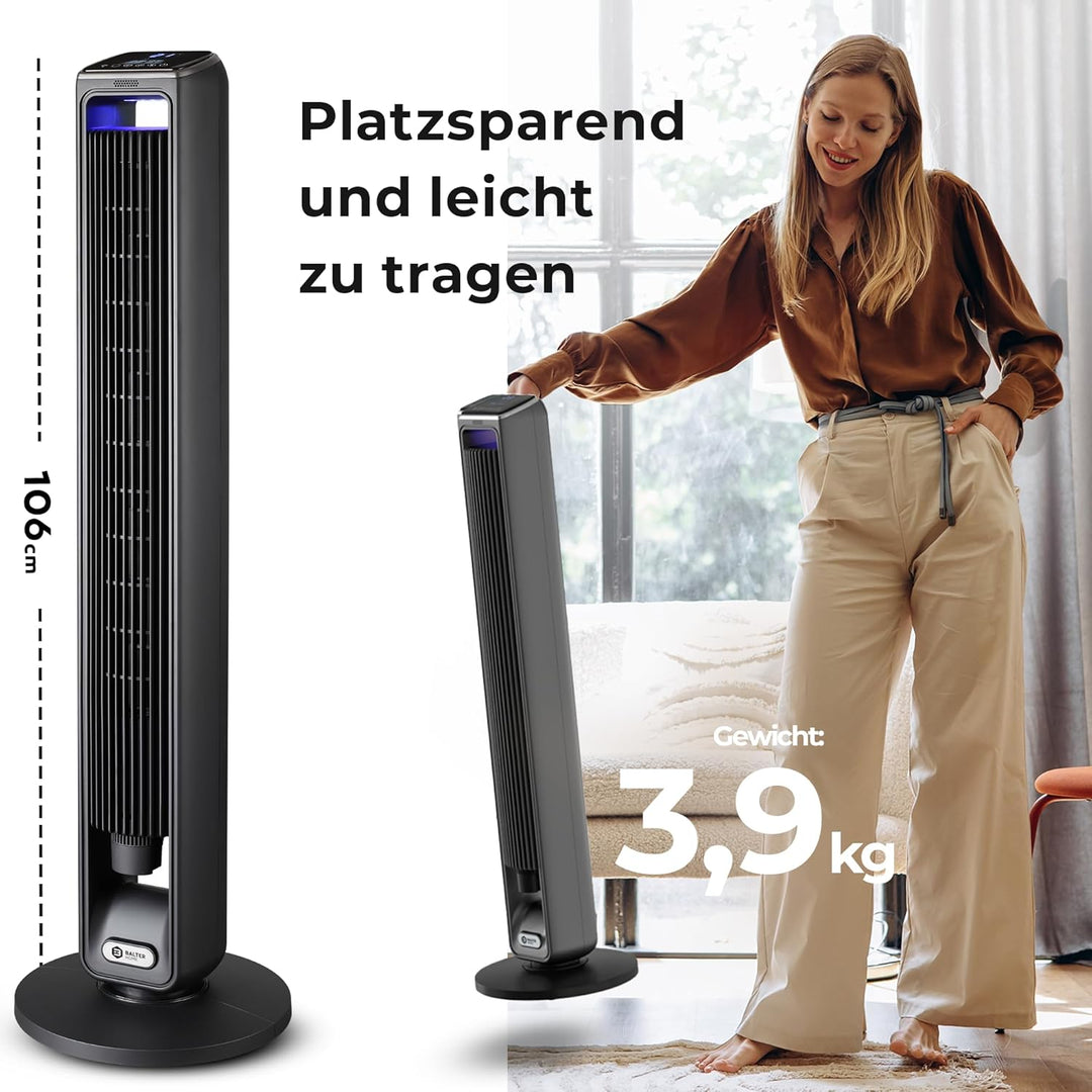 Balter Turmventilator mit Fernbedienung, Ventilator leise 106 cm, Standventilator mit Oszilation, mo