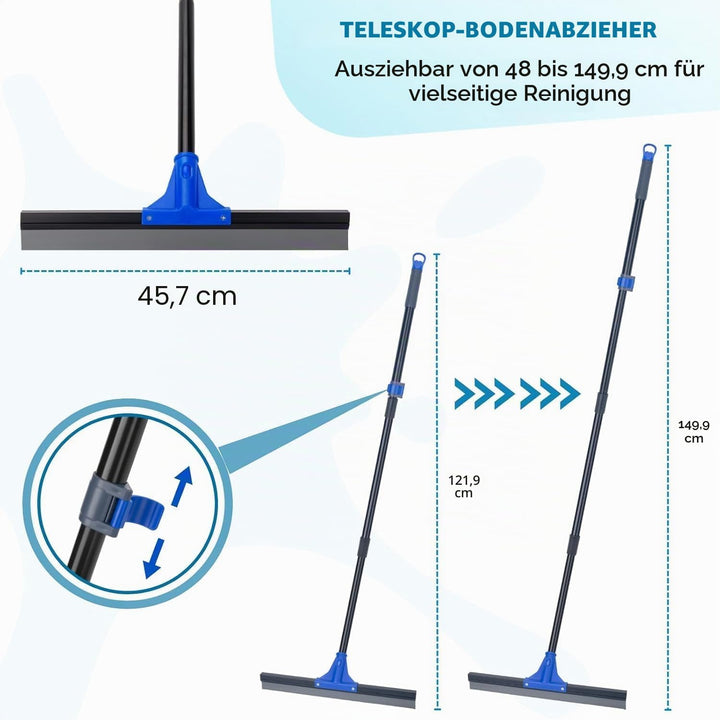 Abzieher Boden 45cm Wasserschieber Bodenwischer mit langem Griff 149cm Nasser Boden Gummiabzieher Ho