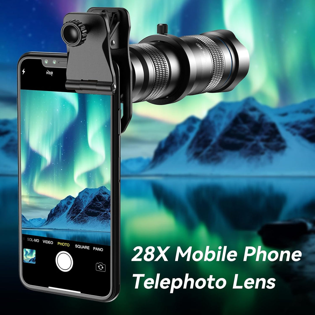 Apexel HD Handyobjektiv 28X Teleobjektiv mit Auslöser für iPhone Samsung, Huawei, Xiaomi Android Sma