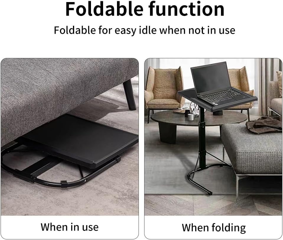 Beistelltisch, faltbar, tragbar, klappbar, für Laptop, höhenverstellbar, für Schlafzimmer, Wohnzimme