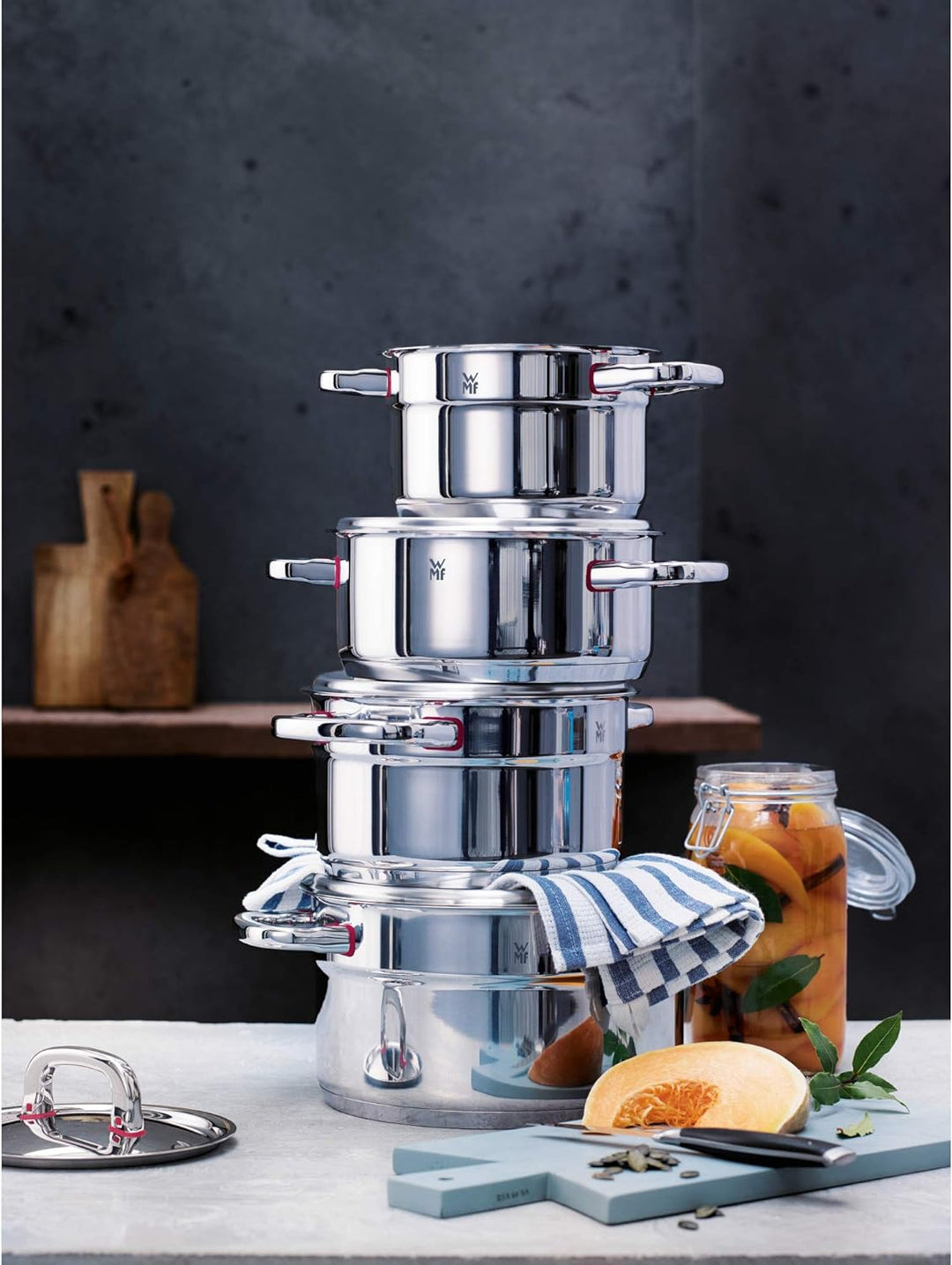 WMF Premium One Topfdeckel 24 cm, Metalldeckel mit Dampföffnung, Cromargan Edelstahl poliert, Cool+