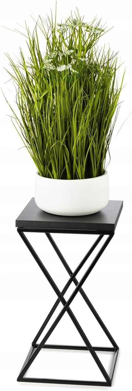 Pflanzenständer Metall 40 cm Hoch - Stabiler und Fester Blumenhocker mit Schwarz MDF-Platte auf Robu