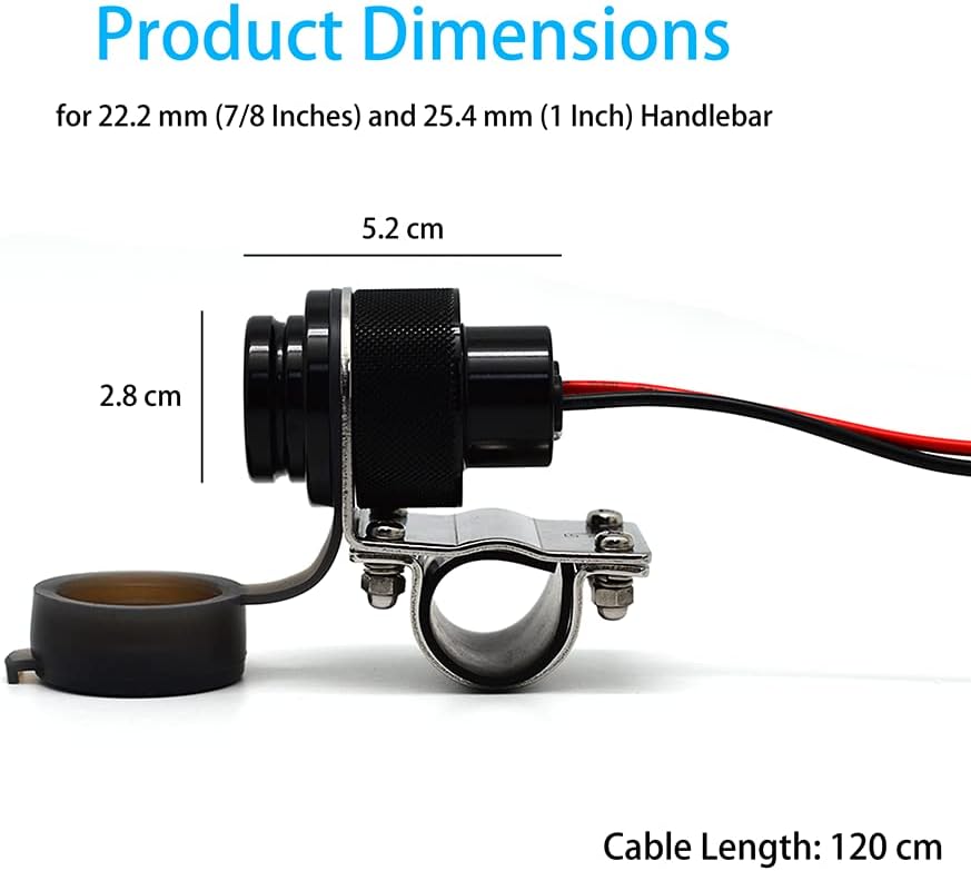 Cliff Top 4A 20W USB-Ladegerät für Motorräder aus Aluminium, mit magnetischem Netzschalter, strapazi