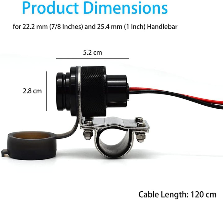 Cliff Top 4A 20W USB-Ladegerät für Motorräder aus Aluminium, mit magnetischem Netzschalter, strapazi