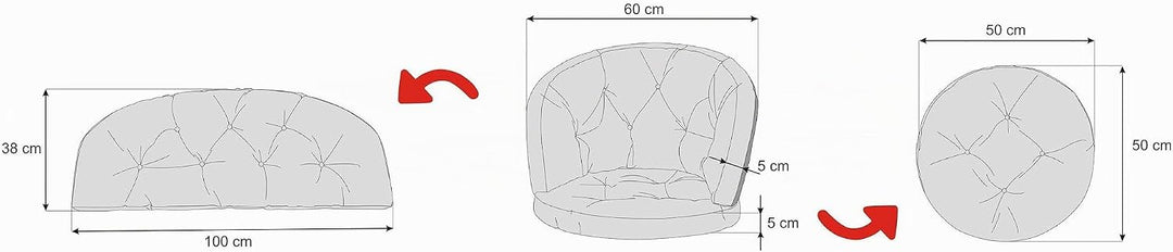PillowPrim Kissen für Rattangarnitur, Rattangruppe, Bankauflagen Kissen Set Freizeit Kissen Polster