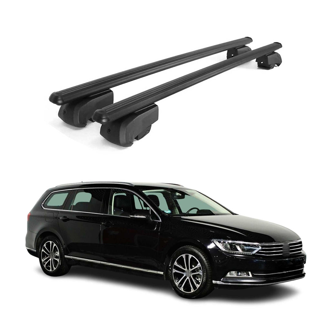 OMAC Dachträger Grundtäger kompatibel mit VW Passat B8 Variant 2014-2019 75kg Alu Schwarz 2 TLG