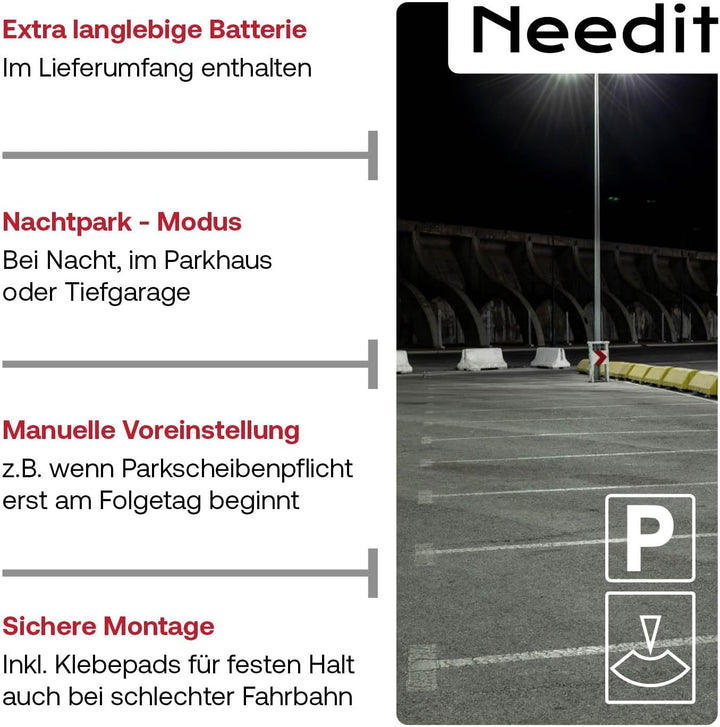 Needit elektronische Parkscheibe Park Micro I die weltweit dünnste automatische Parkscheibe mit KBA-
