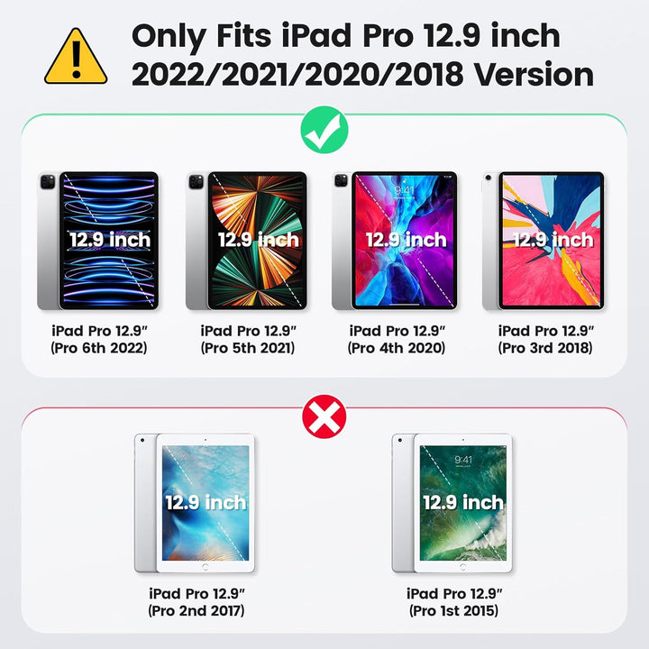 SEYMAC Hülle für iPad Pro 12.9 Zoll 2022/2021/2020/2018 (6./5./4./3. Generation) Stossfeste Hülle mi