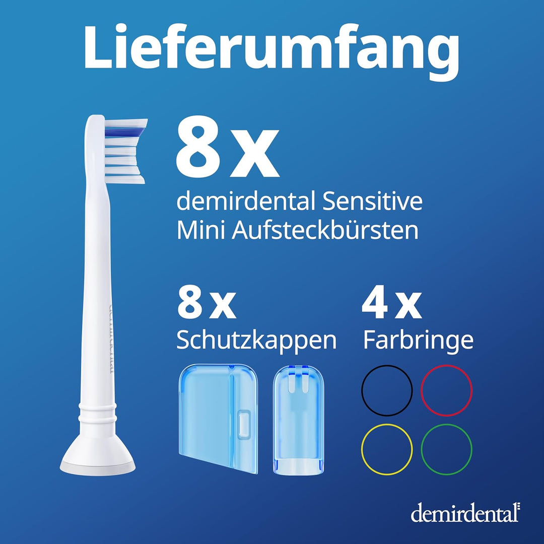 8er demirdental Mini Sensitive Aufsätze passend für Philips Sonicare Ersatzbürsten, weiche und klein