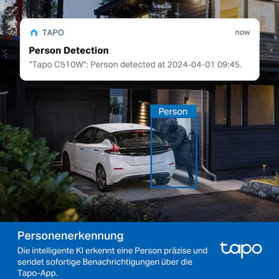 Tapo C51A 2K WLAN Überwachungskamera Aussen, 360° Schwenk-/Neige, Vollfarbige Nachtsicht, Personener