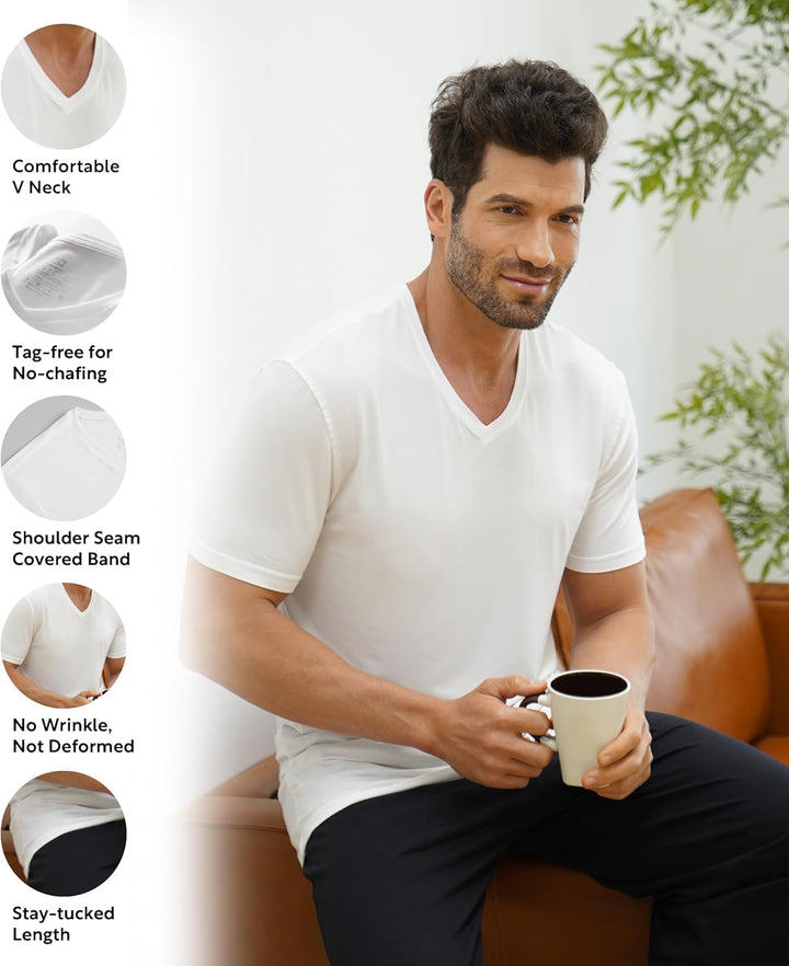 DAVID ARCHY Herren Unterhemd 2/3/5er Pack Atmungsaktive Business Unterhemd T-Shirts Weich Kurzarm Sh