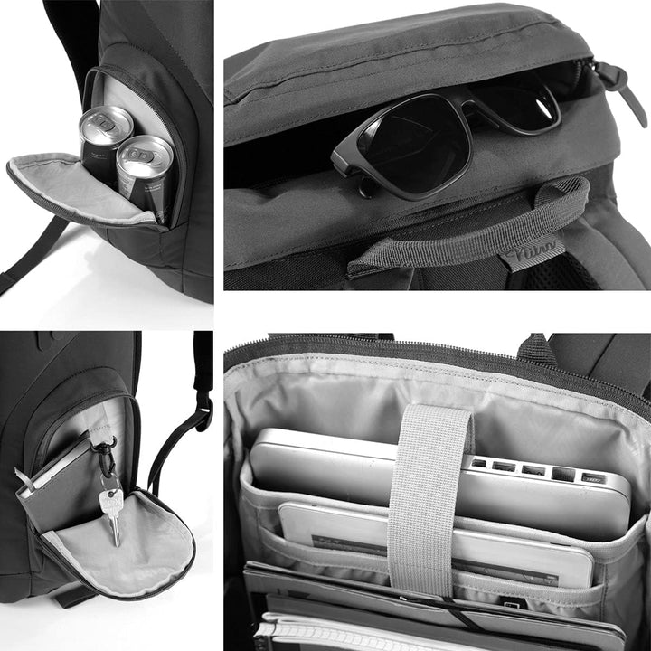 Daypacker Alltagsrucksack im Retro Look mit Gepolstertem Laptopfach, Schulrucksack, Wanderrucksack o